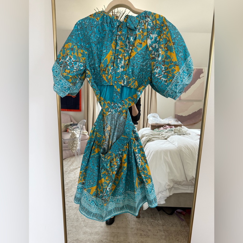 Blue & Yellow Patterned Mini Dress - Picture 3 of 6